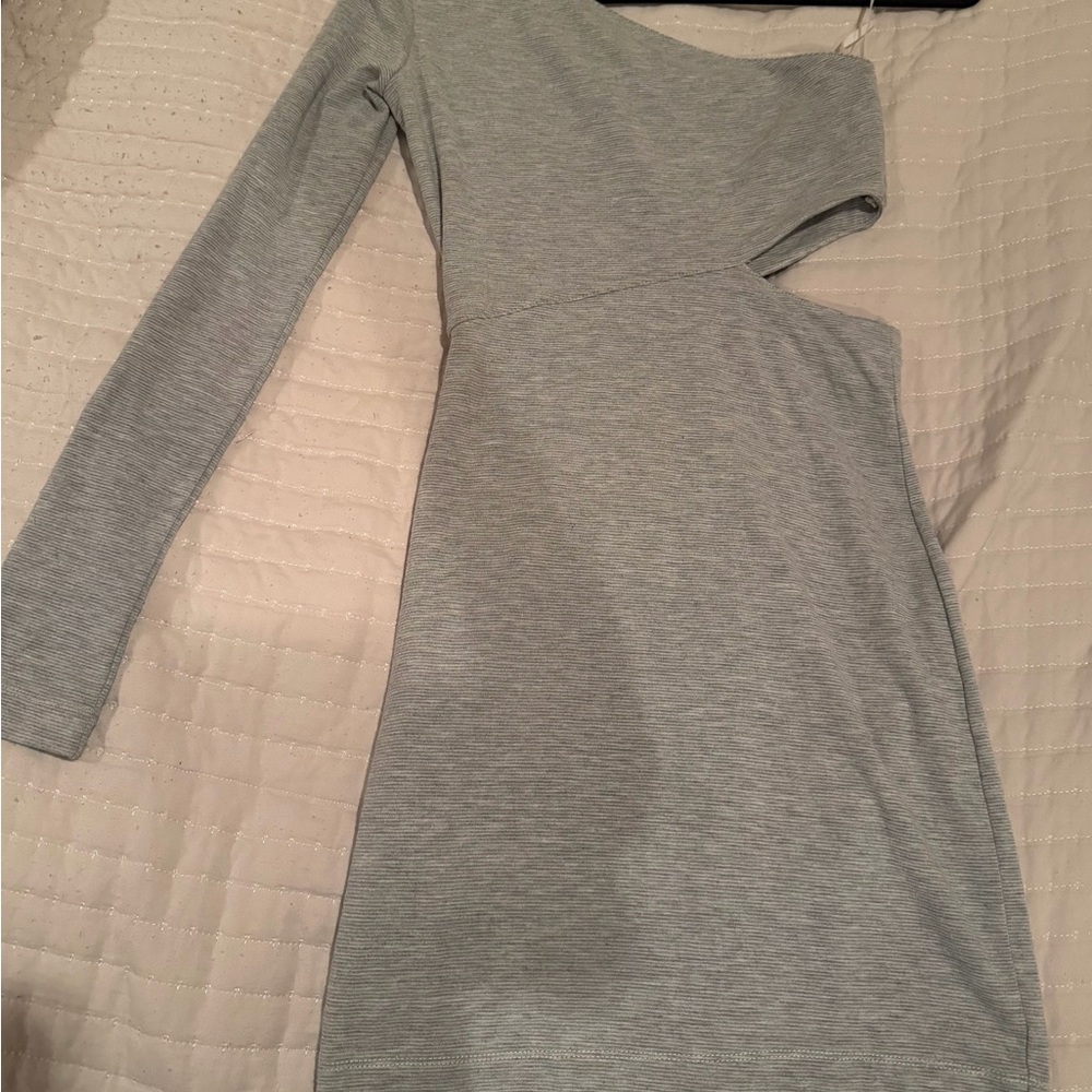 BCBGeneration Light Gray One-Shoulder Dress